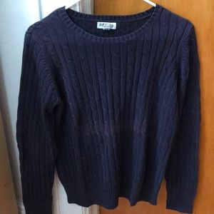 Women’s St. John’s Bay Navy Cable Knit Crew Neck Sweater Size M Fall Winter